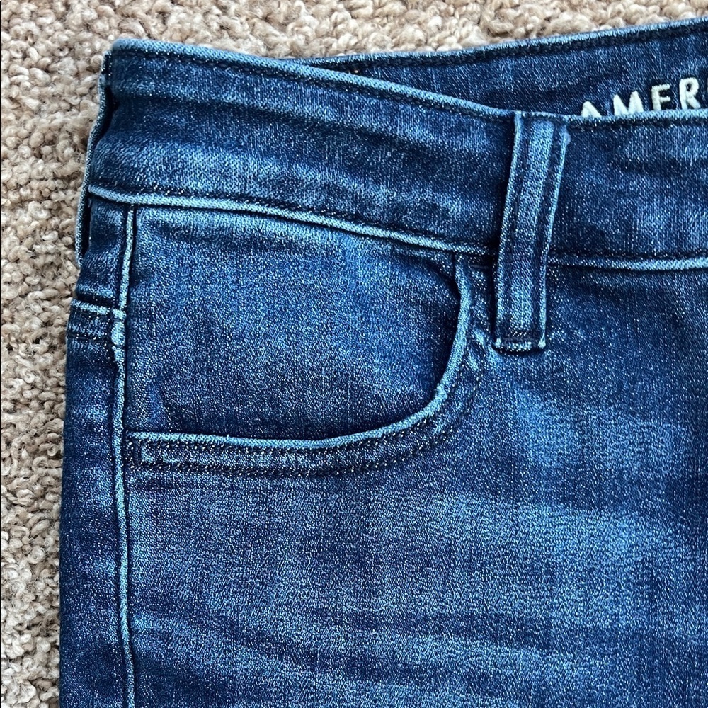 American Eagle Next Level Stretch Dark Skinny Blue Jeans Size 10 Short - Picture 3 of 10